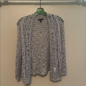 Eileen Fisher Silver Open Knit Sweater